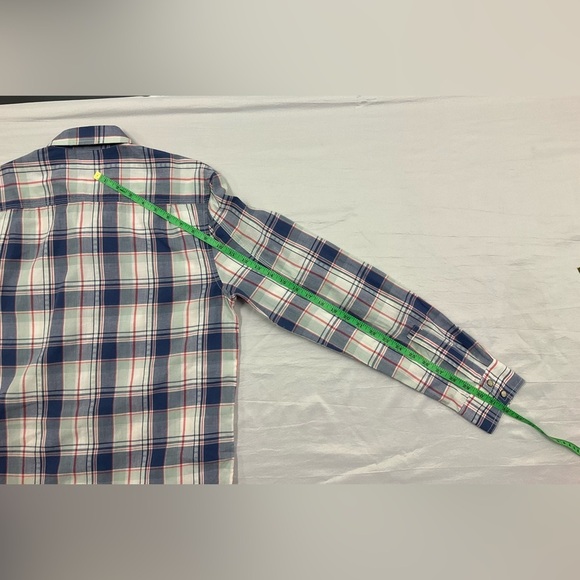 LUCKY BRAND Men’s Blue Green Plaid Long Sleeve Shirt Western Pearl Snap, sz SM - Picture 5 of 7